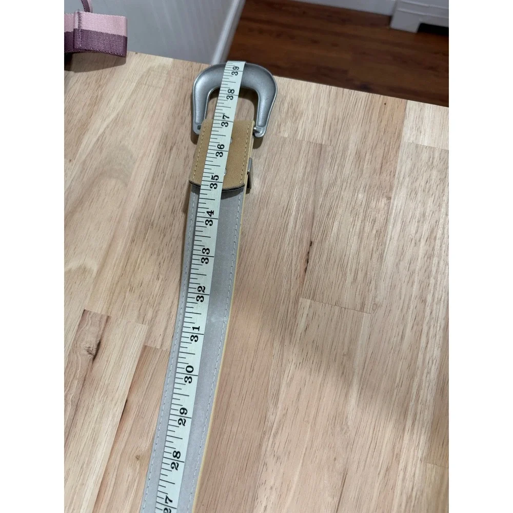 Western Style Suede Belt Tan Silver Women Accessories